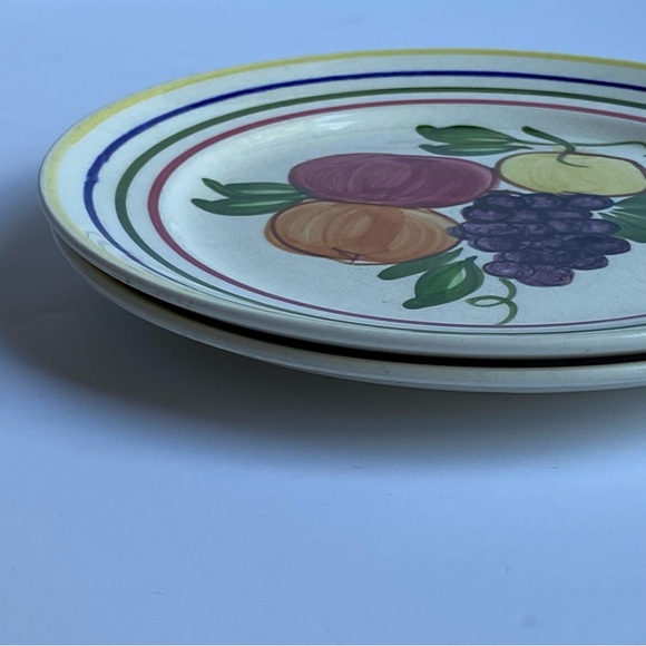 Vintage Blue Ridge Southern Pottery Luncheon Plate Fruit 8” Set Of 2 Rings USA - Picture 8 of 16